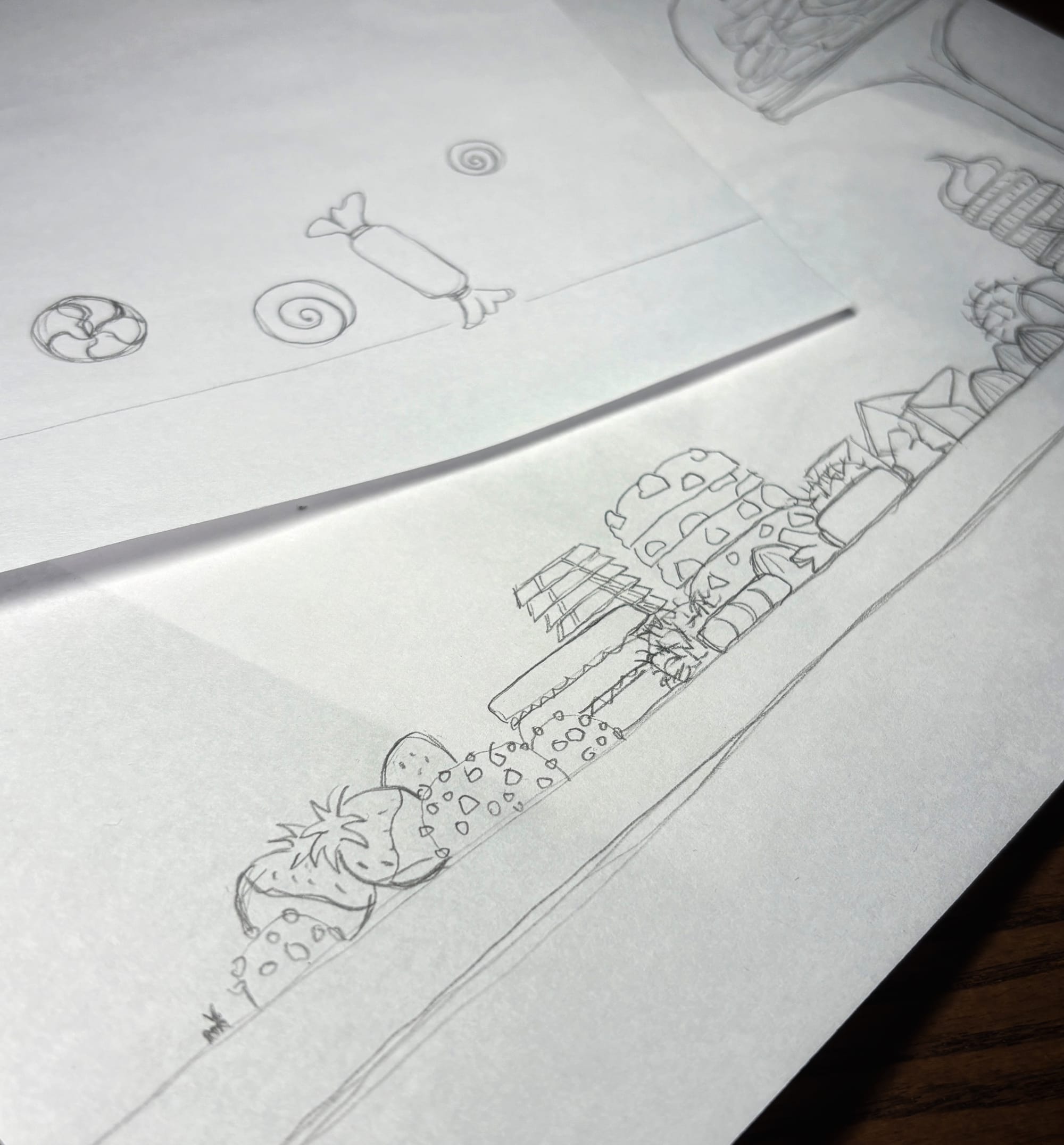 Work-in-progress sketch of candy table illustration for Bittersweet poem Work-in-progress sketch of candy table illustration for Bittersweet poem